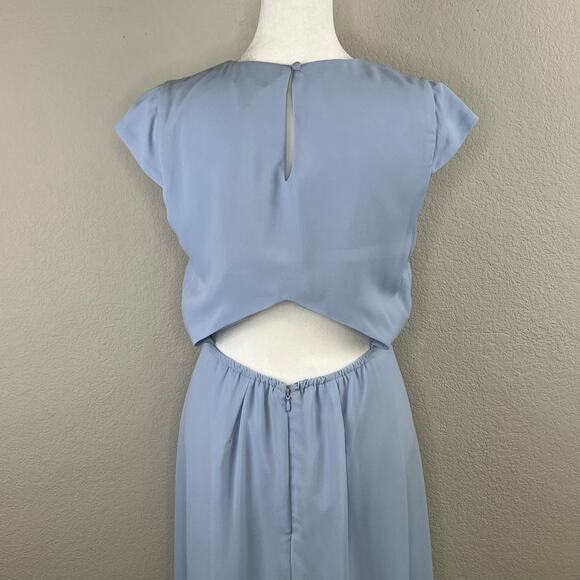 Halogen V-Neck Cut Out Short Sleeve Kentucky Light Blue Midi Dress Small NWT - Picture 10 of 16